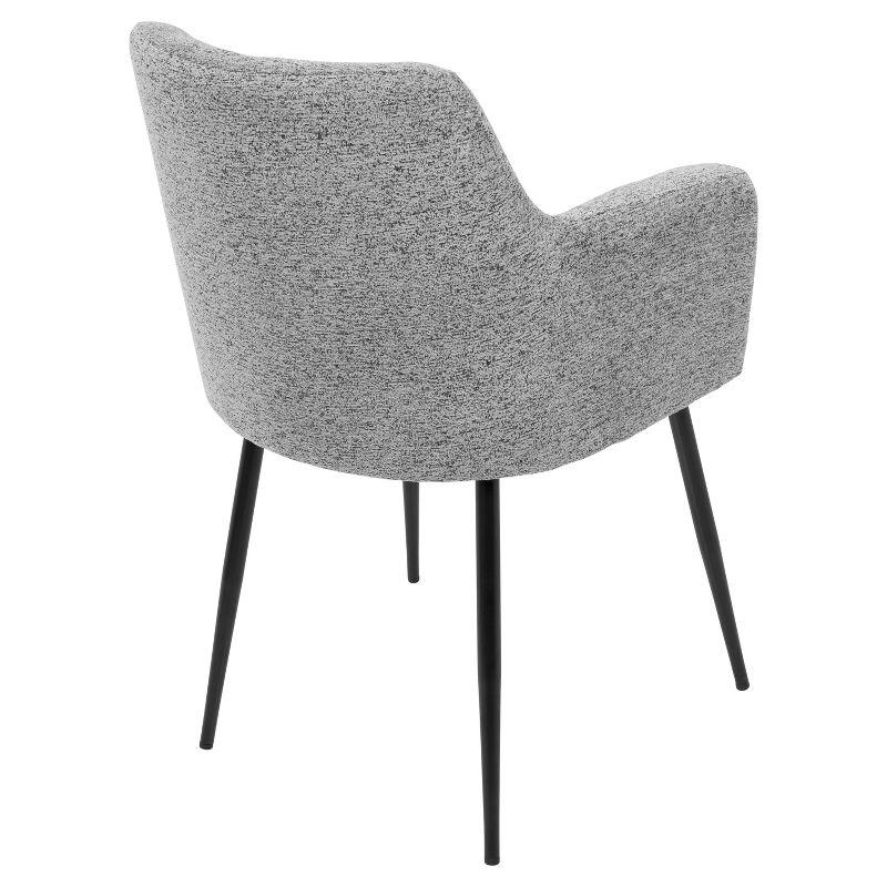 Set of 2 Andrew Contemporary Dining Accent Chairs Gray - LumiSource: Upholstered, Metal Legs, Padded Armrests