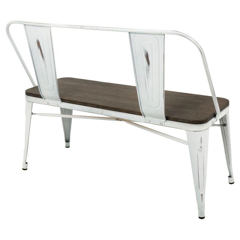 Oregon Industrial Farmhouse Dining/Entryway Bench - Vintage White Metal/Expresso Bamboo - Lumisource