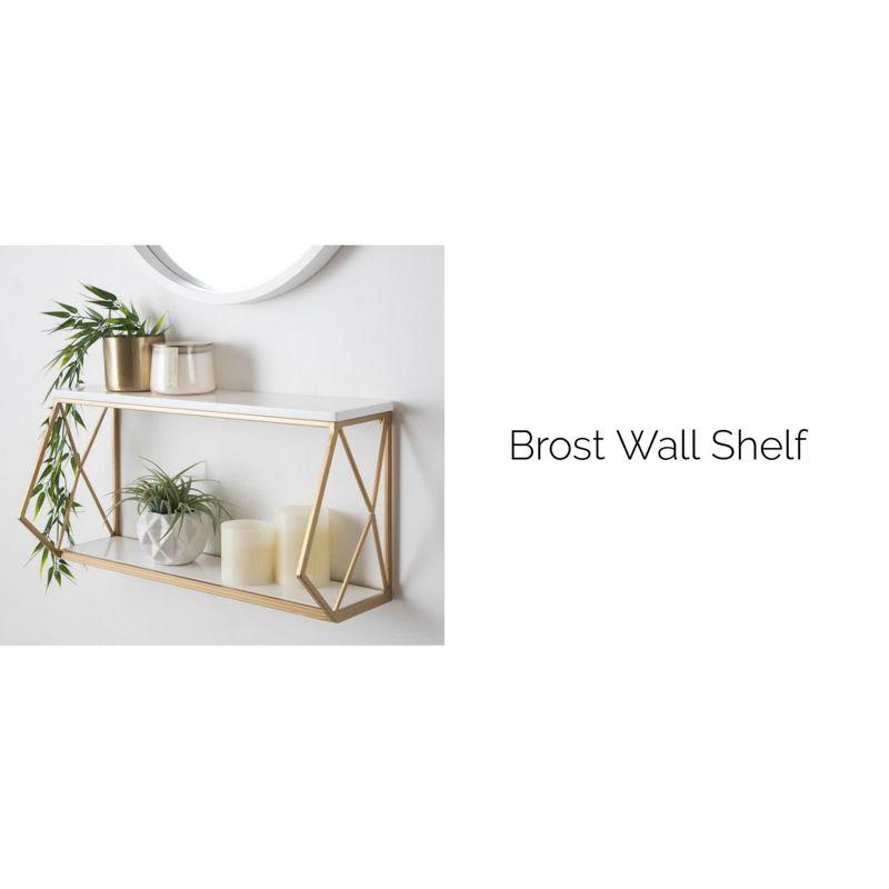 24.5" White and Gold Metal Geometric Wall Shelf