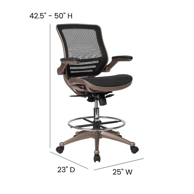 Flash Furniture Mignone Mid-Back Transparent Mesh Office Chair with Flip-Up Arms