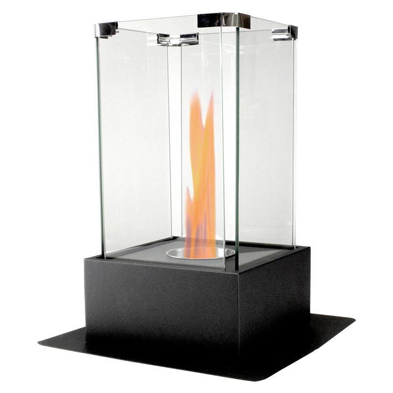 Modern Black Glass Bio Ethanol Tabletop Fireplace