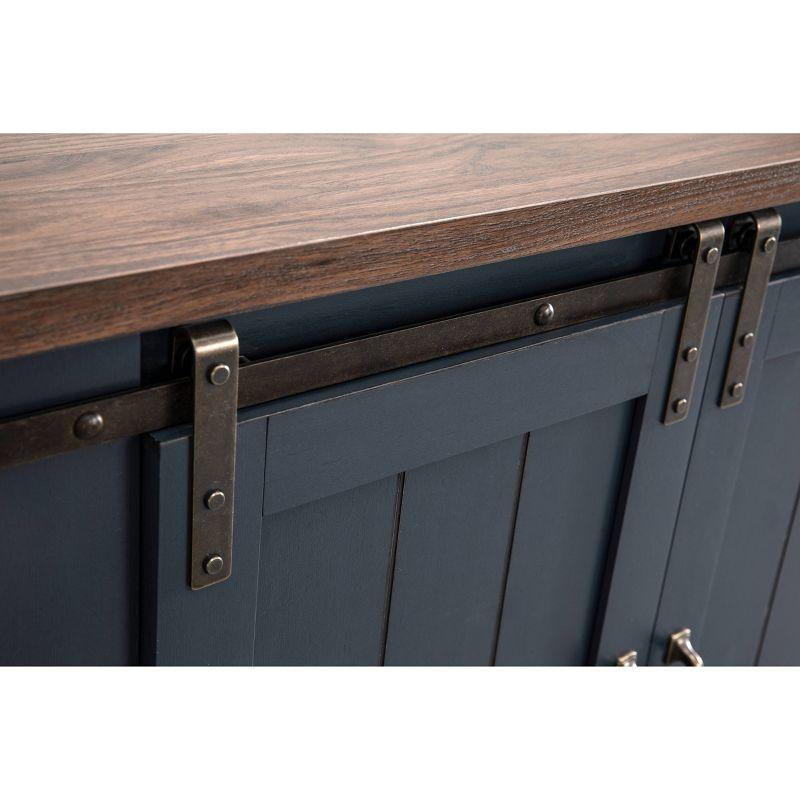 Sliding Doors TV Stand for TVs up to 60" Navy Blue - Home Essentials: Farmhouse Style, Adjustable Shelves, Cable Management