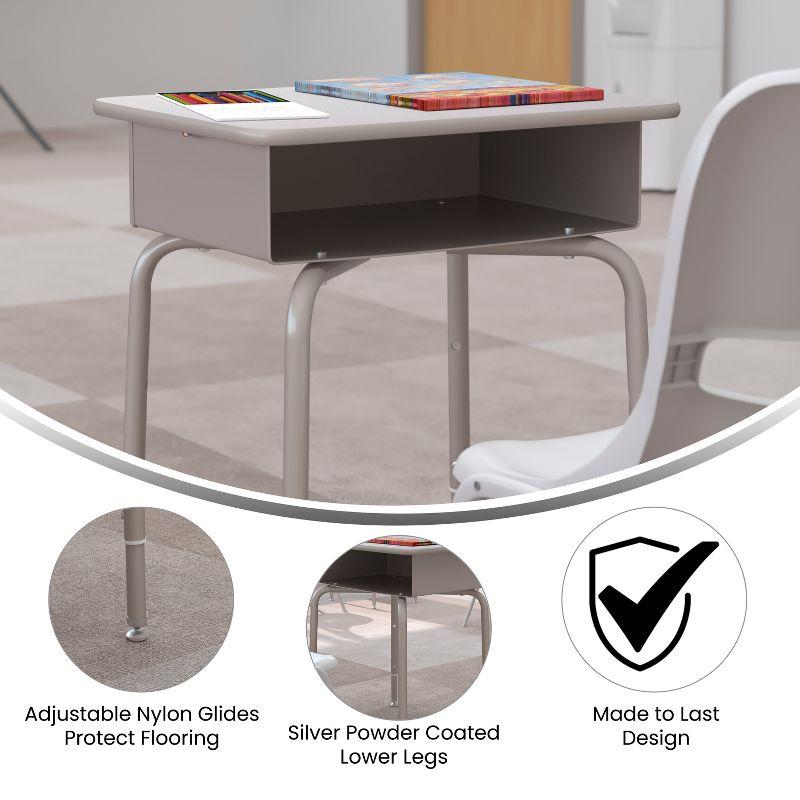 Flash Furniture Goddard Height-Adjustable Open Front Student Desk with Metal Book Box