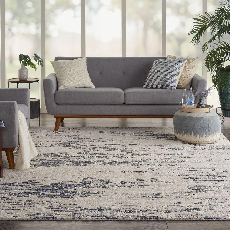 Nourison Textured Contemporary Plush Indoor Area Rug Ivory Blue 7'10" x 9'10"