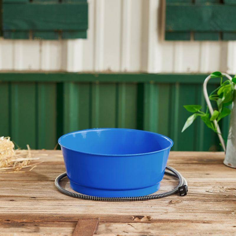 Farm Innovators R-19A 1.5 Gallon Electric Heated Pet Water Bowl with Thermostatic Control and Anti Chew Cord Protector, 60 Watt, Blue