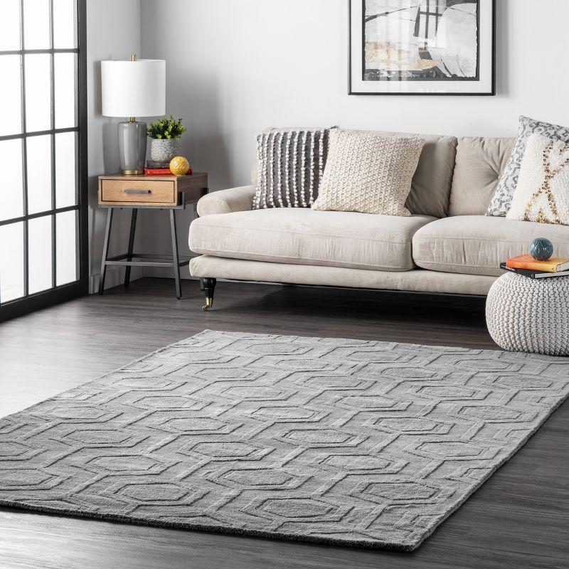 Nuloom Ambrose Geometric 8x10 Wool Indoor Area Rug for Living Room Bedroom Dining Room Kitchen, Grey