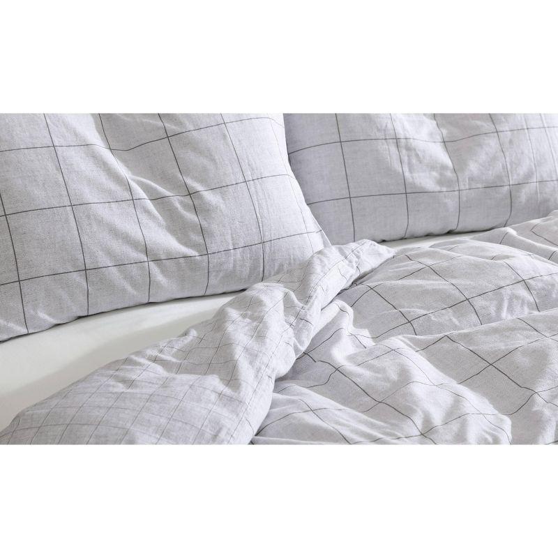 Kenneth Cole Holden Grid Cotton Grey Duvet Cover Set