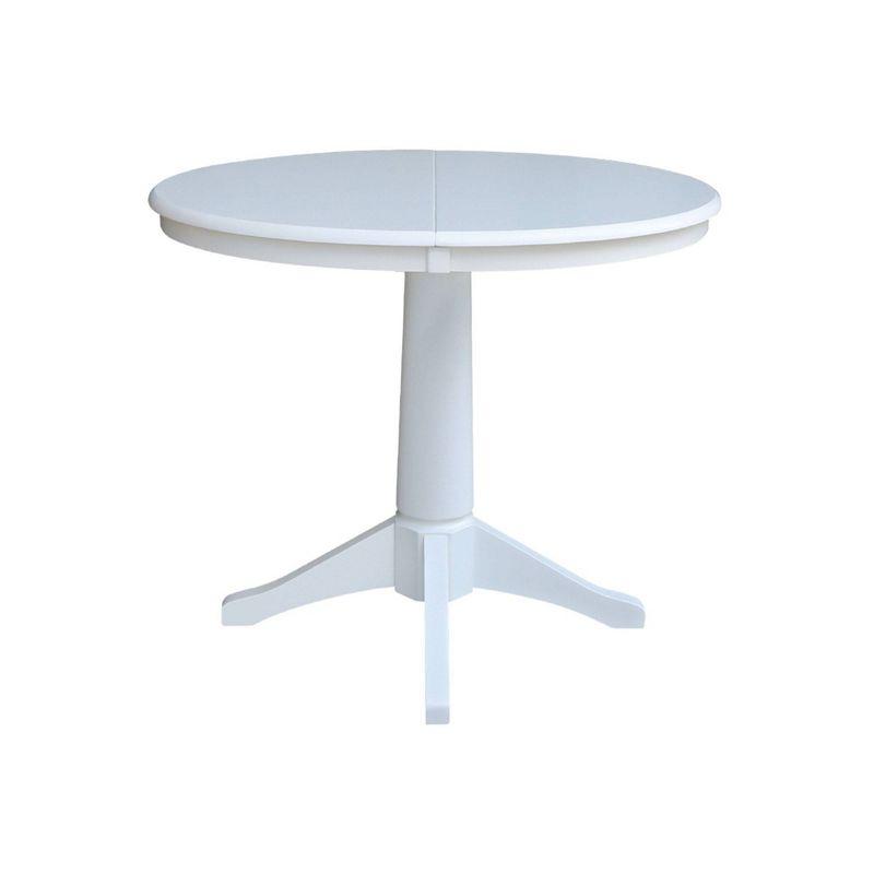 Elegant French Country 36" Round White Wood Extendable Dining Table