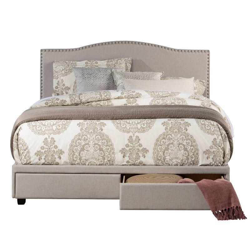 King Kiley Upholstered Storage Bed Gray - Hillsdale Furniture: Polyester, Foam-Filled, Wood Frame, Transitional Style
