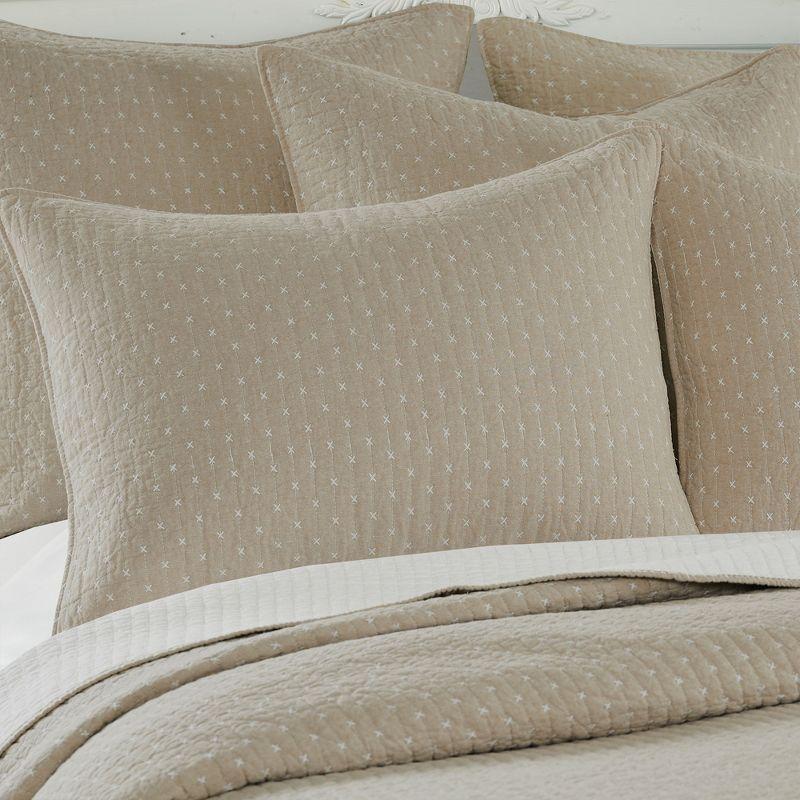 Cross Stitch Taupe Full/Queen Quilt Set