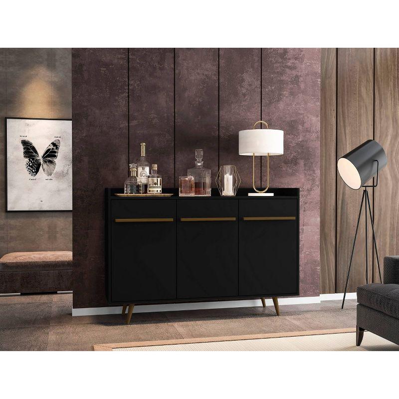 53.54" Bradley Buffet Stand Black - Manhattan Comfort: Mid-Century Modern Storage Console