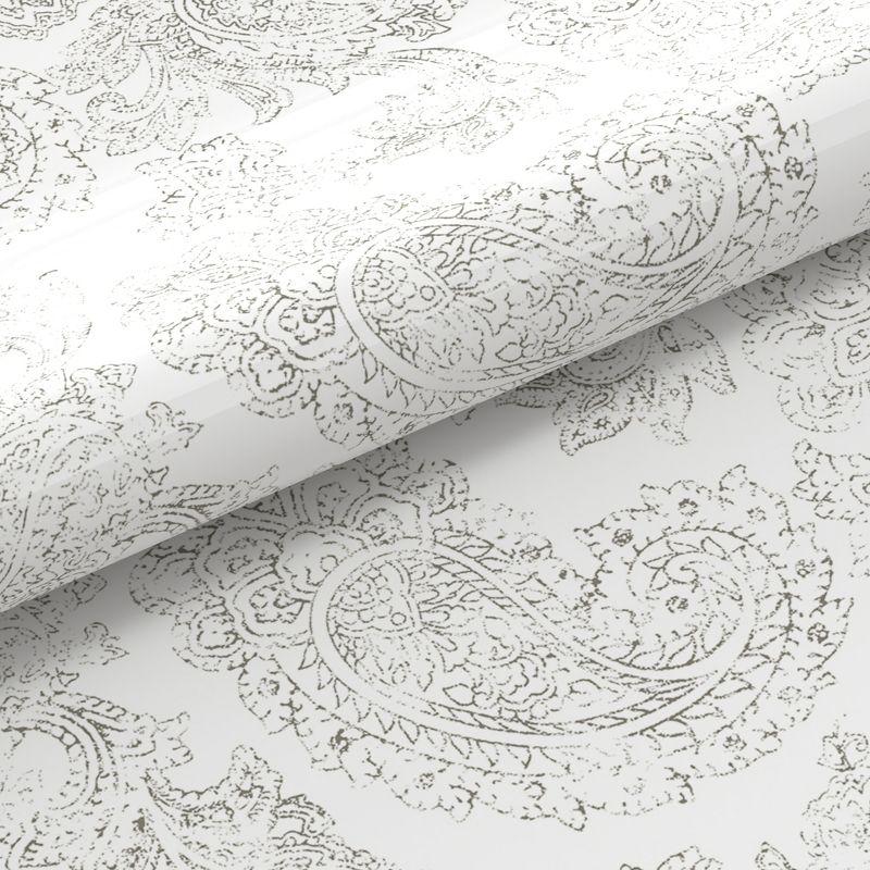 Color Sense Percale Weave Cool & Crisp Cotton Rich Sheet Set, Twin Extra Long, Grey Paisely, 4 piece