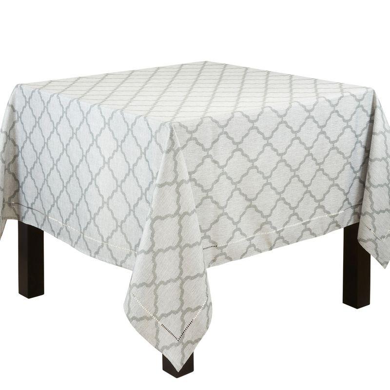 Gray Moroccan Laser-Cut Hemstitch Rectangular Tablecloth