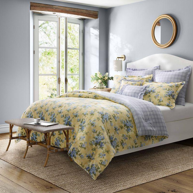 Laura Ashley Cassidy Floral Yellow Cotton Comforter Bonus Set