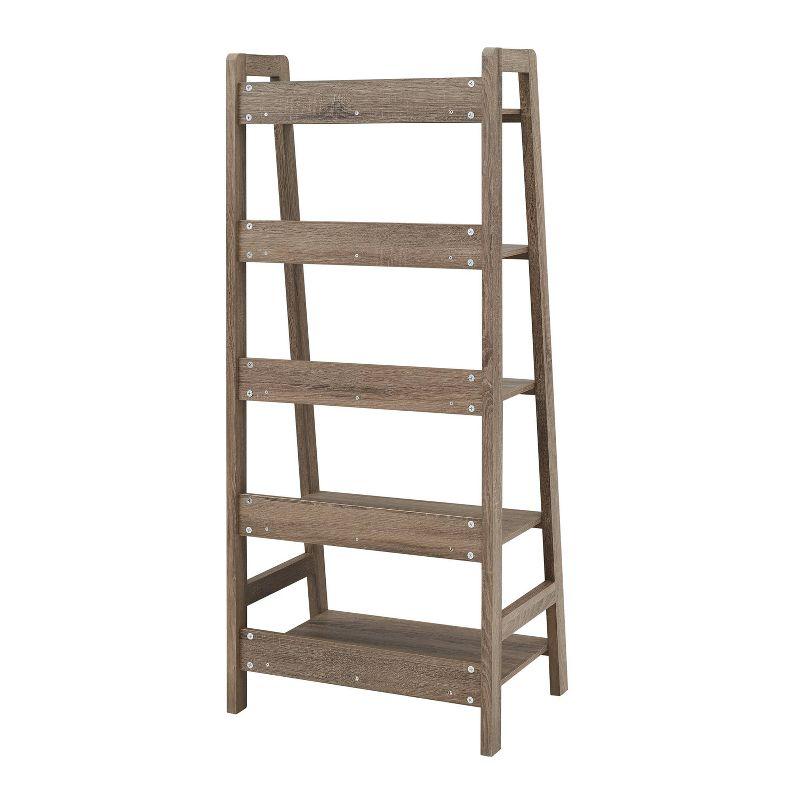 60.13" Tracey Modern Display and Storage Bookcase - Linon: Gray Ladder, 5 Fixed Shelves