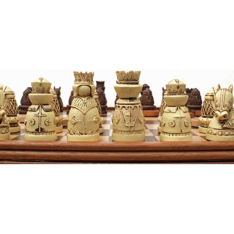 WE Games Medieval Chess & Checkers Game Set - Wood Board with Storage Drawers 15 in.