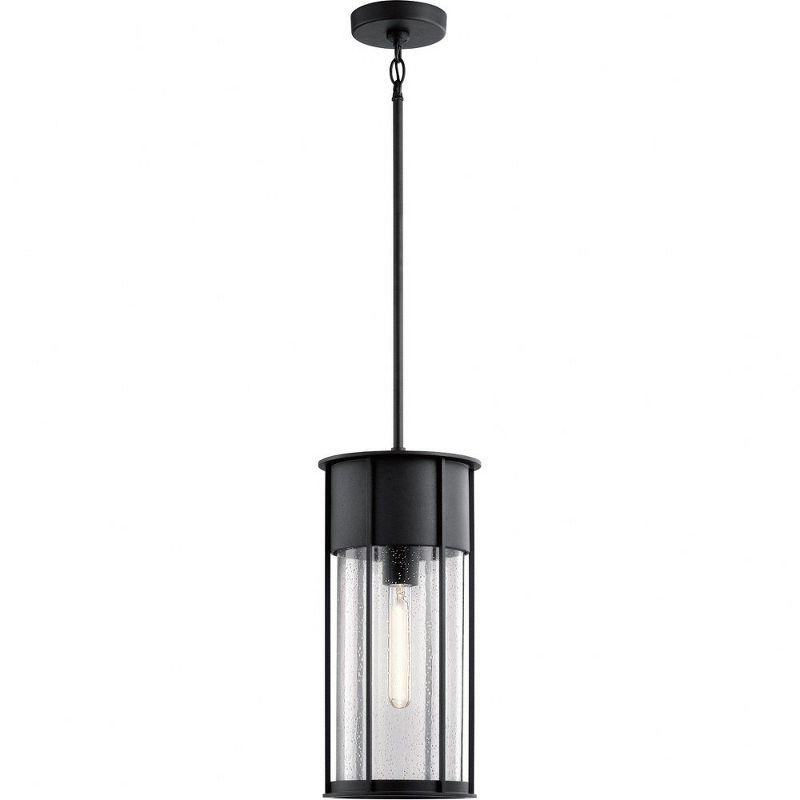 Camillo 18" Black Hanging Pendant with Clear Seeded Glass