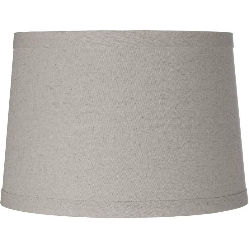 Springcrest Burlap Medium Drum Lamp Shade 14" Top x 16" Bottom x 11" High (Spider) Replacement with Harp and Finial