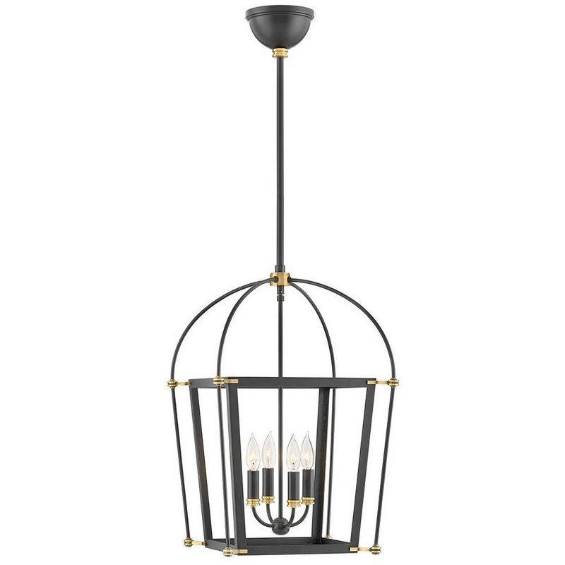 Selby Contemporary 4-Light Brass & Black Bowl Pendant