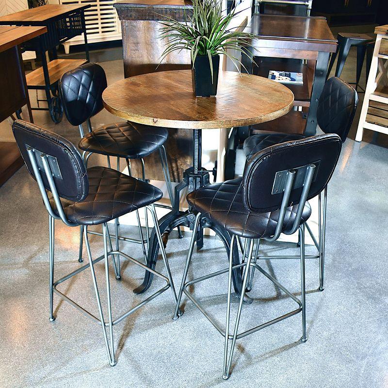 Adjustable Height Black Cast Iron and Mango Wood Pub Table