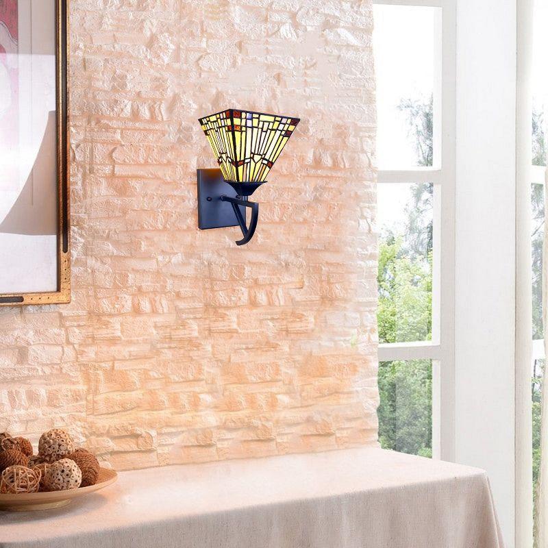 Chloe Lighting Kinsey Mission Tiffany-Style Blackish Bronze 1 Light Wall Sconce