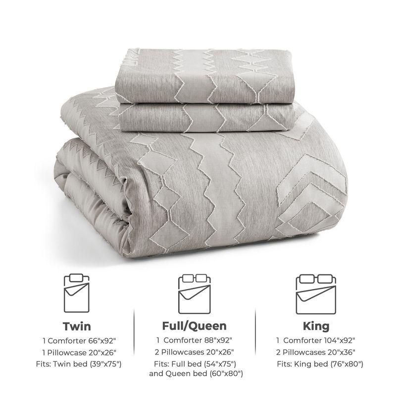 Peace Nest 3 Piece Tufted Clipped Microfiber Comforter Set, Beige, Twin, 66"x92"