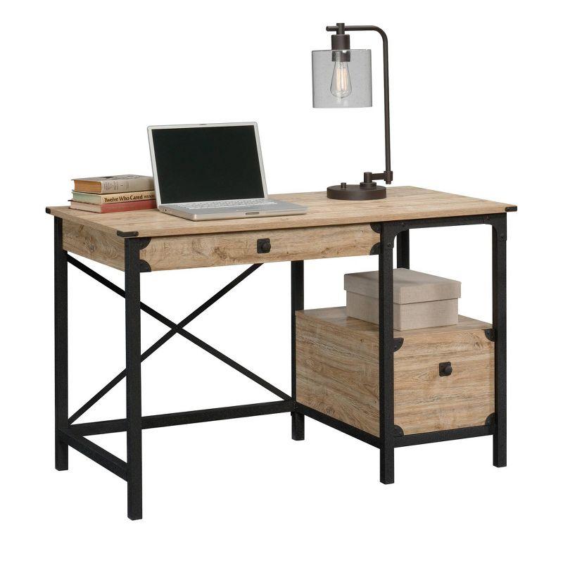 Milled Mesquite Industrial Wood and Black Metal Desk with Drawer