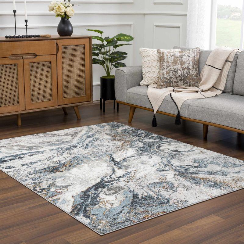 Liverpool Blue and Gray Abstract Medium Pile Area Rug