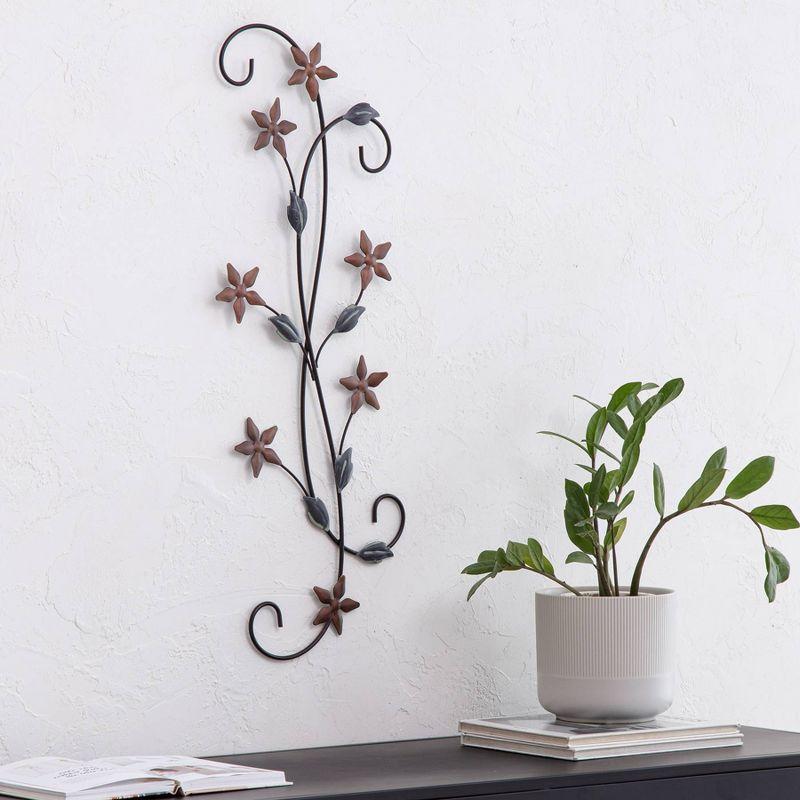 Brewster Chemilla Floral Metal Wall Art: Iron Nature-Inspired Decor, Farmhouse Style, Dry Dust Care