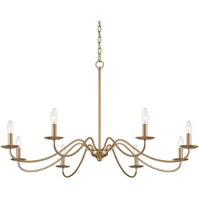 Soft Gold Farmhouse 45" Wide Rustic 8-Light Chandelier