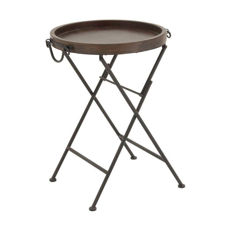 Traditional Round Brown Tray Table Brown - Olivia & May