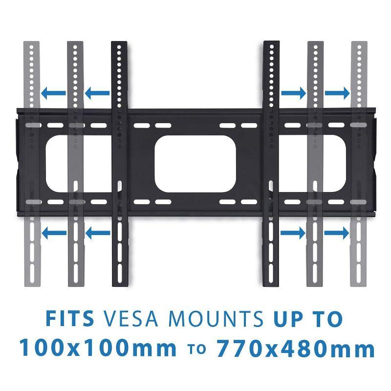 Mount-It! Low-Profile TV Wall Mount 1" Slim Fixed Bracket for 32, 40, 42, 48, 49, 50, 51, 52, 55, 60 inch TVs VESA Compatible up to 600 x 400 Black