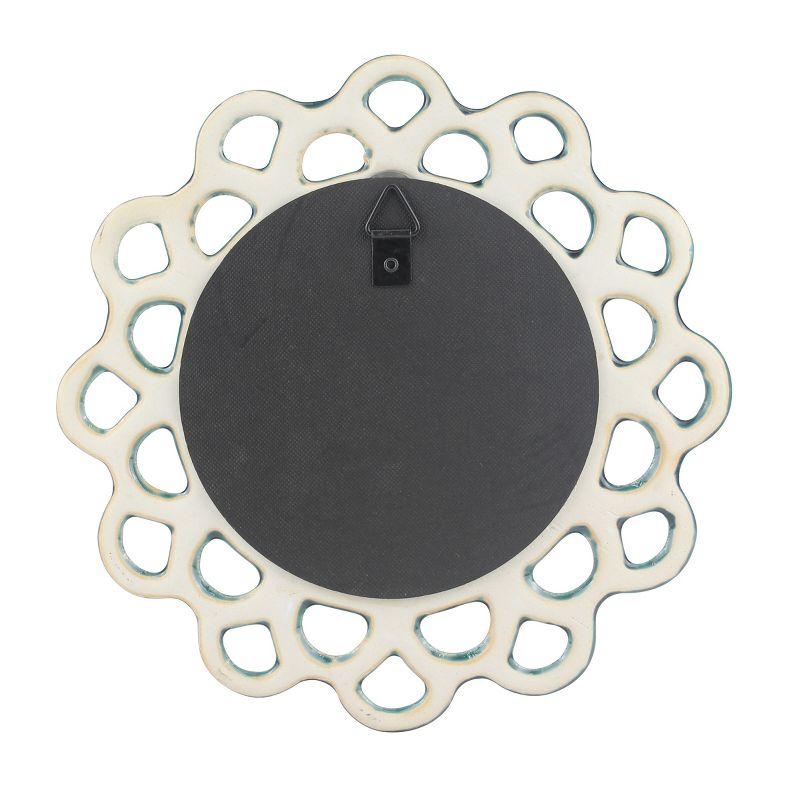 Round Ceramic Cutout Wall Hanging Mirror Turquoise - Stonebriar Collection: Vintage Style, 9" Frame, Wall Mount