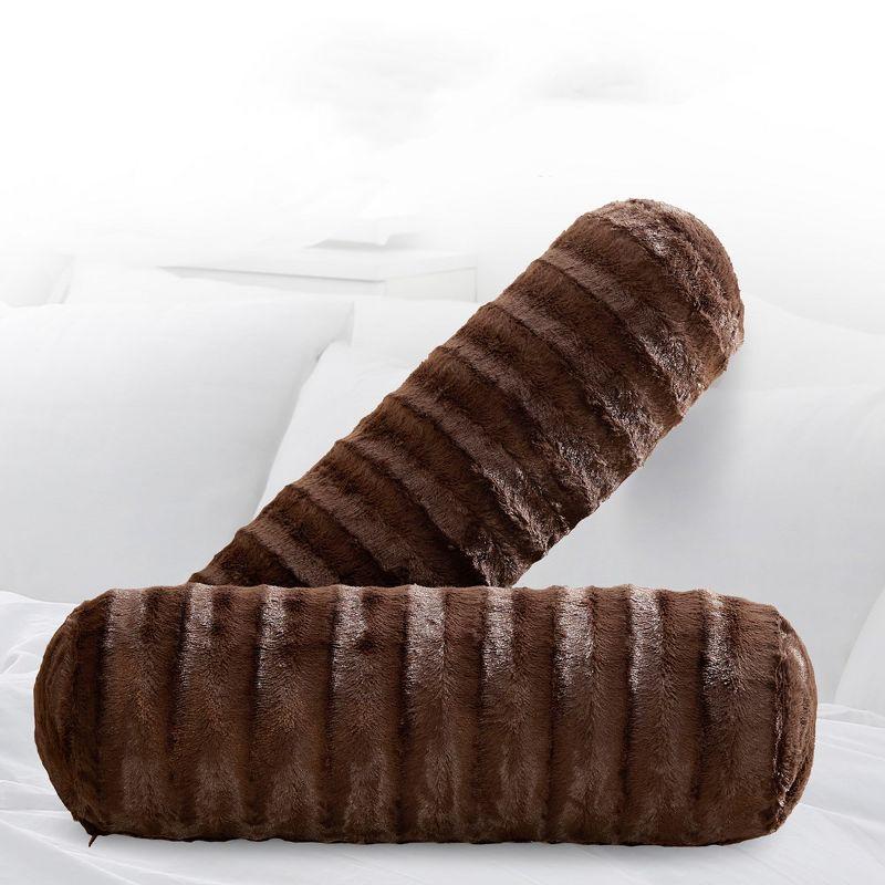 Cheer Collection Faux Fur Bolster Pillow