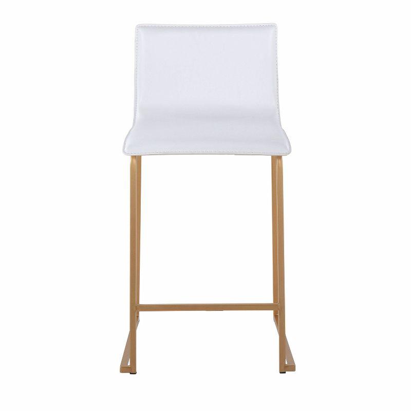 Set of 2 26" Mara Contemporary Counter Height Barstools Gold/White: Faux Leather, Steel Base - LumiSource