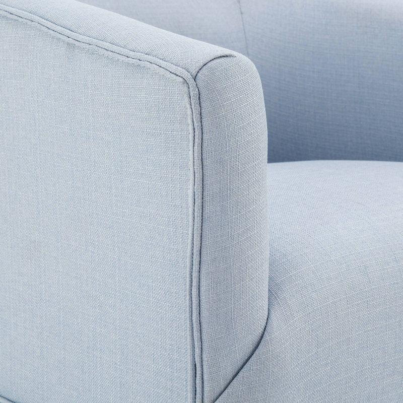 Sky Blue Barrel Swivel Accent Chair with Skirt