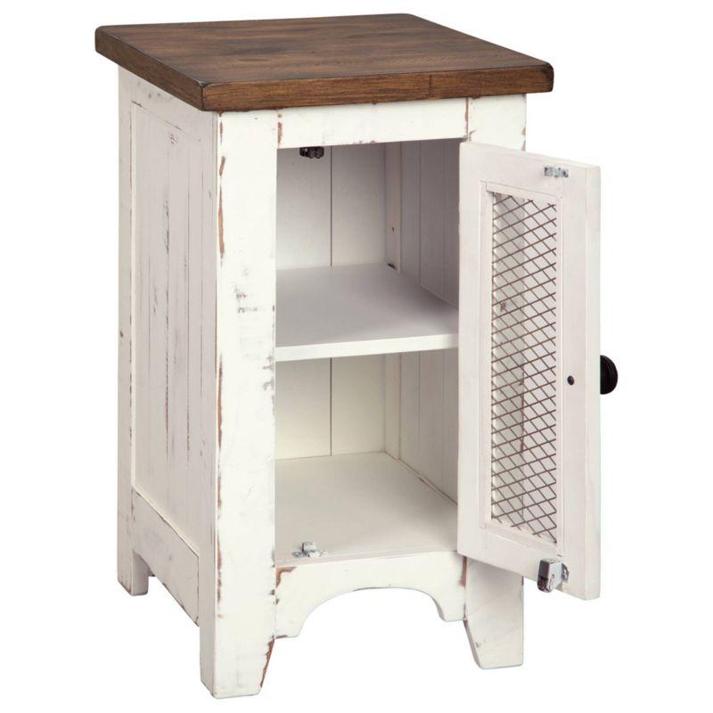 Wystfield Chair Side End Table White/Brown - Signature Design by Ashley: Rustic Storage, Adjustable Shelf