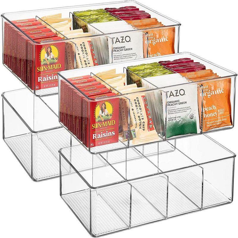 Clear Plastic 4-Compartment Organizer Bins for Kitchen & Pantry
