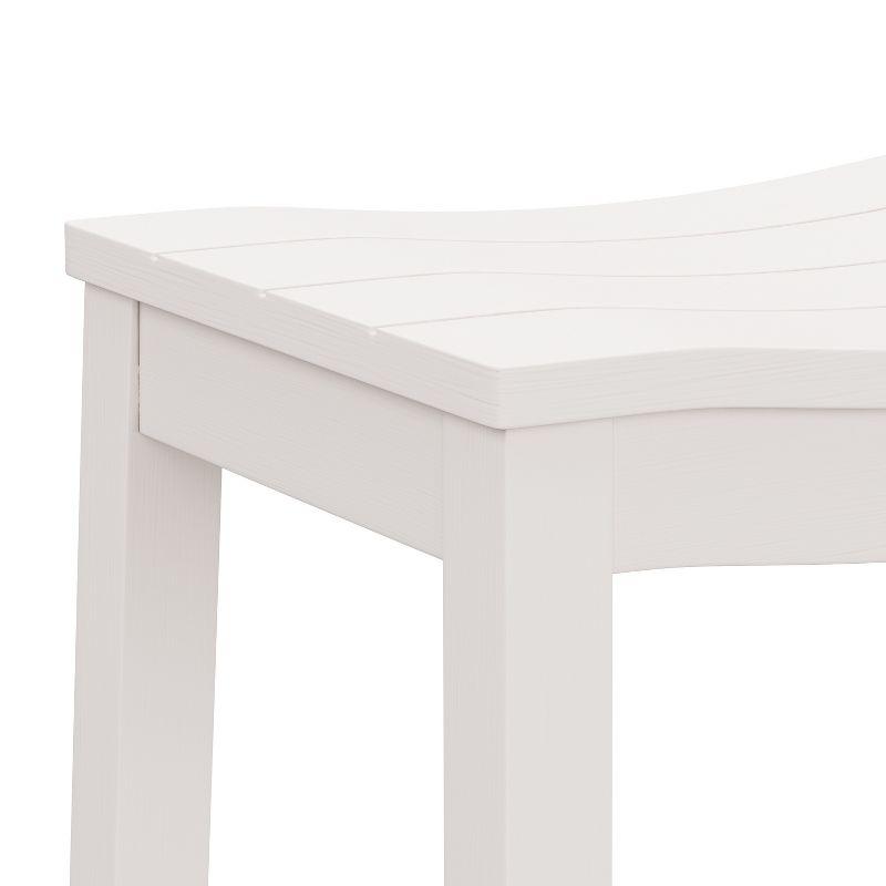 30" White Wood Backless Saddle Bar Stool