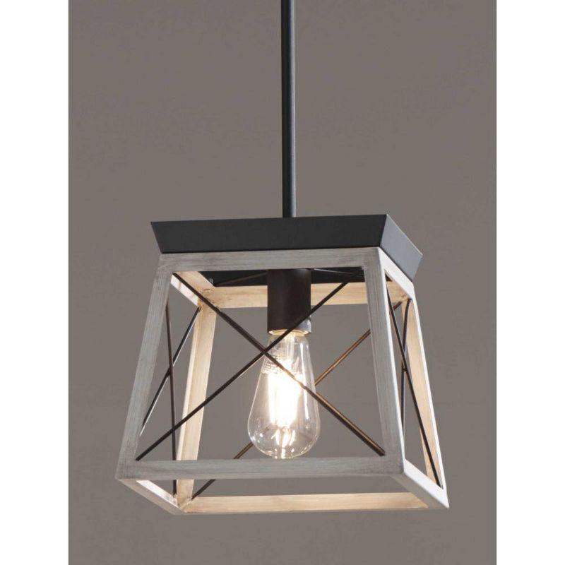 Progress Lighting Briarwood 1-Light Mini-Pendant, Steel, Graphite Finish, Faux-Painted Wood Enclosure