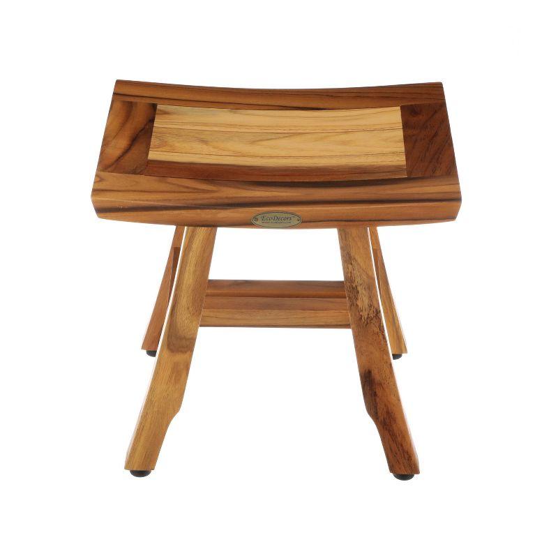 Satori EcoDecors, 14-inch, Teak Shower Stool, Small Bathroom Stool, Teak Shower Shaving Foot Rest, Teak Shower Shaving Stool, 14-Inch width, 14-Inch Height, Natural Teak