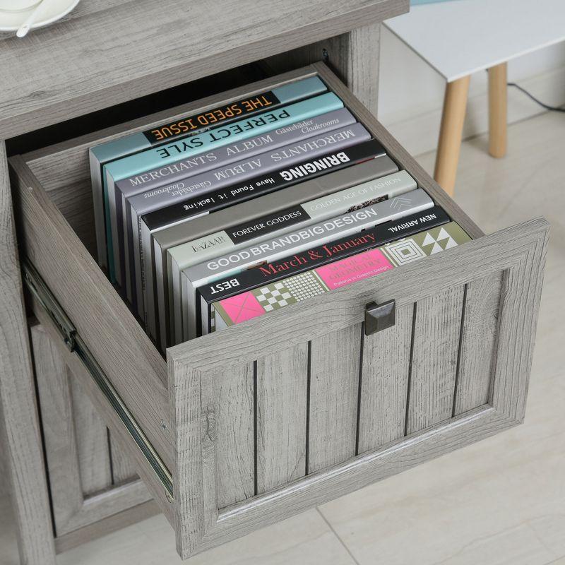 HOMCOM Vintage Executive Computer Desk, Home Office Work station, Student Table with Cabinet & 3 Drawers for Hanging Files, gray