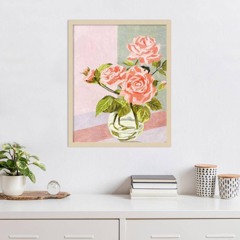 Douces Roses I Pink and Green Framed Wall Art Print