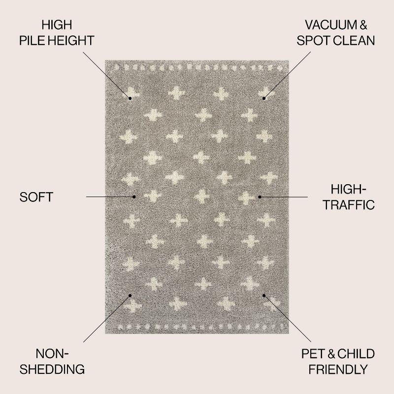 JONATHAN Y Cristo Berber Geometric Shag Gray/Ivory 5 ft. x 8 ft. Area Rug