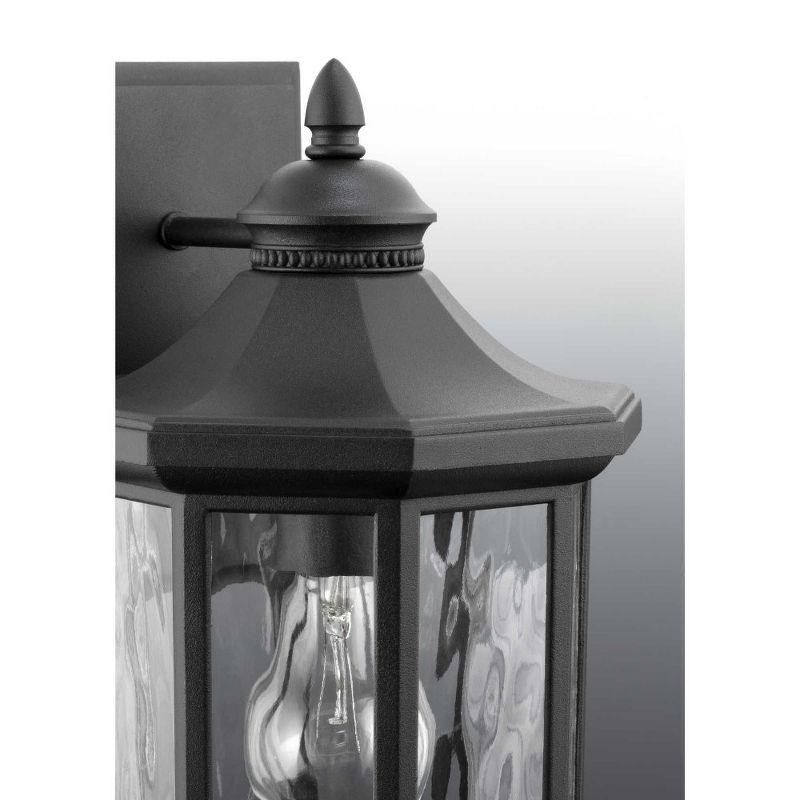 Progress Lighting, Edition, 1-Light Wall Lantern, Textured Black, Clear Water Glass