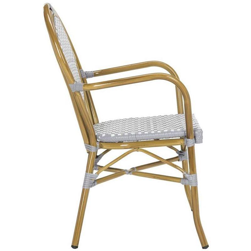 Côte d'Azur Inspired Grey & White Rattan Bistro Arm Chair