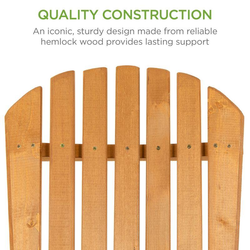 Best Choice Products Folding Adirondack Chair Outdoor, Wooden Accent Lounge Furniture w/ 350lb Capacity - Natural