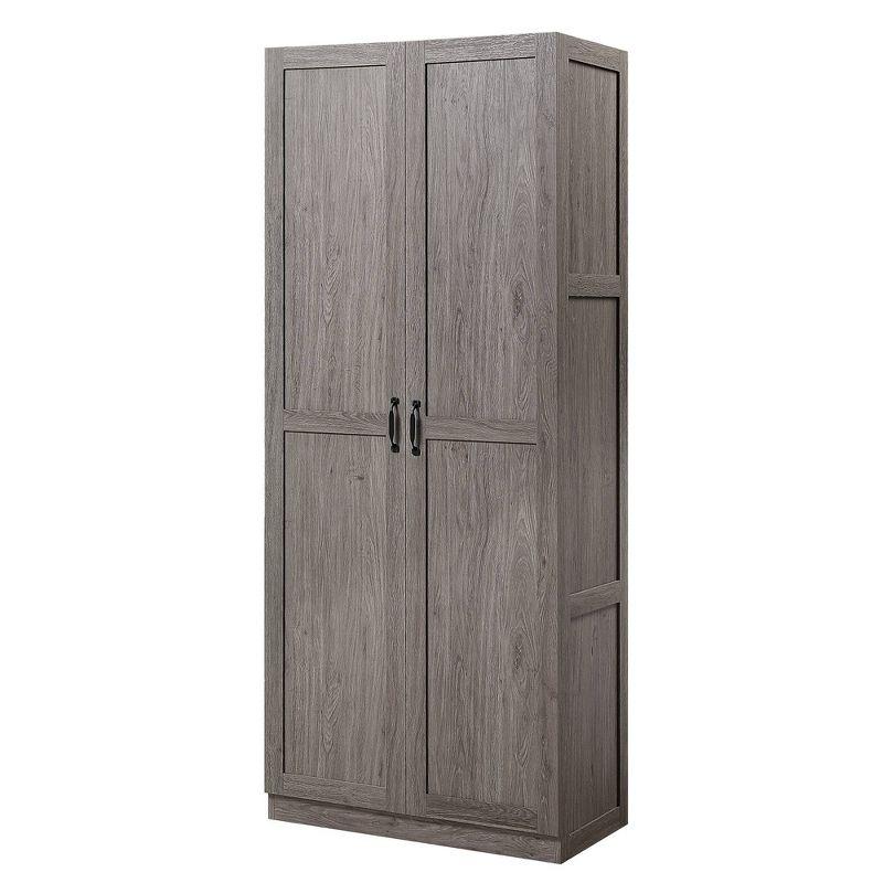 Hopkins Modern 4 Shelf Storage Closet Gray - Manhattan Comfort: MDF Wooden, 2-Door, Divided Storage Cabinet