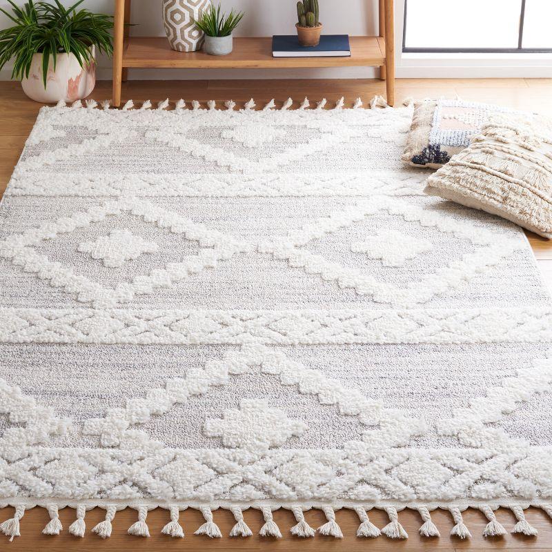 Moroccan Tassel Shag MTS640 Power Loomed Indoor Area Rug - Ivory/Beige - 6'7"x6'7" - Safavieh