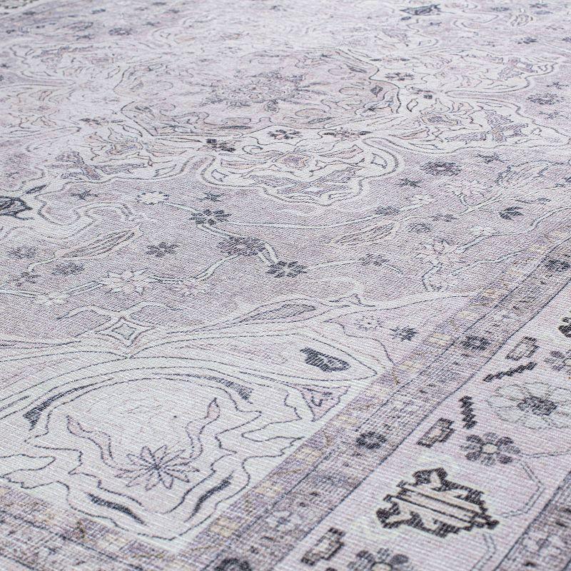 World Rug Gallery Transitional Medallion Machine Washable 2'1"x3' Gray Area Rug:  Stain-Resistant,  Flat Pile,  Indoor Use